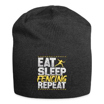 Fechten Eat Sleep Repeat Schwertkampf Schwerter - Jersey-Beanie - Anthrazit - Vorne