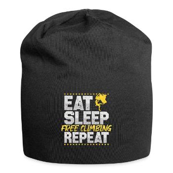 Freeclimbing Eat Sleep Repeat Klettern Hobby - Jersey-Beanie - Schwarz - Vorne