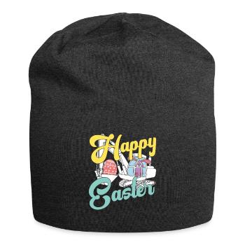 Lapin Joyeux jour de Pâques Chasse printanière Oeufs Lapin - Bonnet en jersey - charbon - Devant