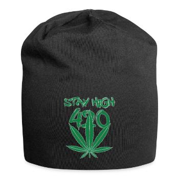 MARIHUANA SMOKE 420 CANNABIS WEED HANF DESIGN - Jersey-Beanie - Schwarz - Vorne