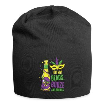 Mardi Gras Karneval Maske Bier Perlen Tölpel - Jersey-Beanie - Schwarz - Vorne