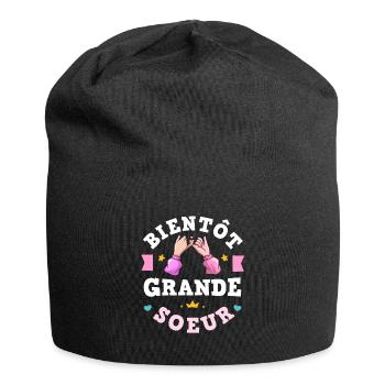 Bientôt Grande Sœur Annonce Grossesse Fille - Bonnet en jersey - noir - Devant