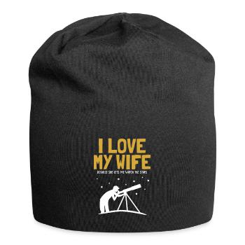 I love my Wife Astronomy Sternenhimmel Kosmologe - Jersey-Beanie - Schwarz - Vorne