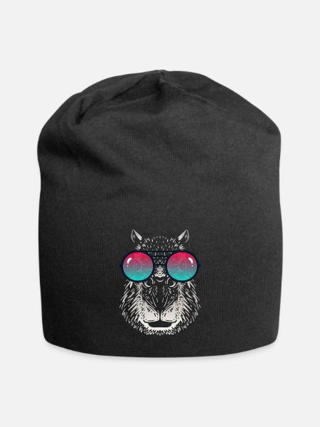 Cool Capybara with Sunglasses - Jersey Beanie - black