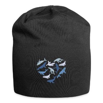 Blauwal Herz Wal Meer - Jersey-Beanie - Schwarz - Vorne