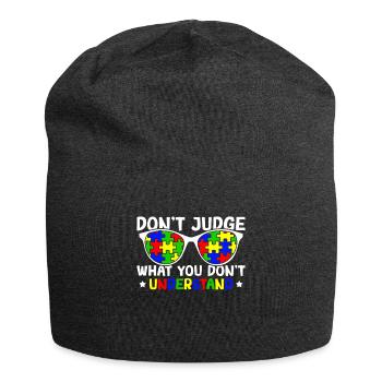 Sensibilisation à l’autisme – Ne condamnez pas quoi - Bonnet en jersey - charbon - Devant