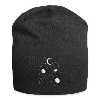 Mond und Sterne am Nachthimmel - Jersey-Beanie - Anthrazit - Vorne