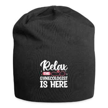 Entspannen Sie sich Der Gynäkologe ist da Gynäkologie Gynäkologie Gynäkologie - Jersey-Beanie - Schwarz - Vorne