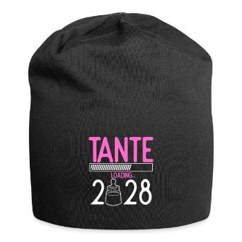 Tante Loading 2028 Babyankündigung Geburt Babygesc - Jersey-Beanie - Schwarz - Vorne