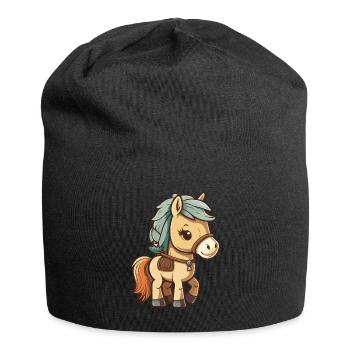Cute horse for school beginners and kindergarten children - Jersey Beanie - black - Front