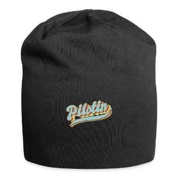 Flugzeug Vintage Pilotin - Jersey-Beanie - Schwarz - Vorne