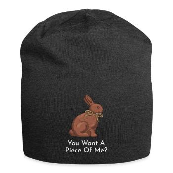 Chocolate Easter Bunny Want A Piece Of Me? - Jersey Beanie - charcoal grey - Front