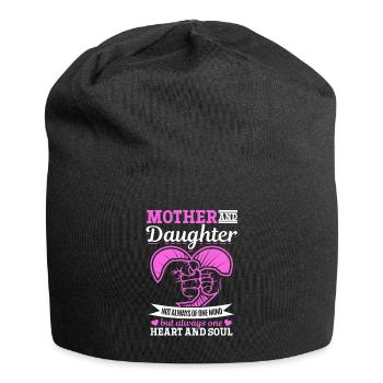 great Mother's Day saying - one heart and one soul. - Jersey Beanie - black - Front