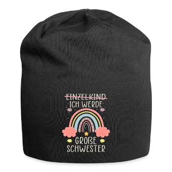 Ich werde Große Schwester Regenbogen Babyfeier - Jersey-Beanie - Schwarz - Vorne