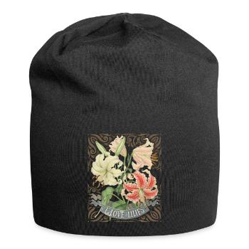 Vintage lily, tiger lily, botanical illustration - Jersey Beanie - black - Front