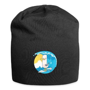Surfing Seagull Cute Bird Children - Jersey Beanie - black - Front