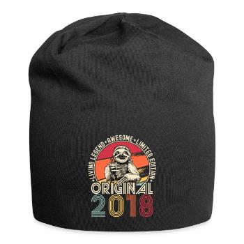 2018 Birthday vintage vintage sloth gift - Jersey Beanie - black - Front