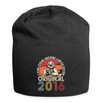 2016 Birthday vintage vintage sloth gift - Jersey Beanie - black - Front