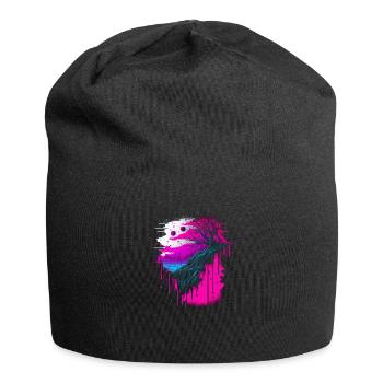Vaporwave Abstrakte Landschaft Mond Baum - Jersey-Beanie - Schwarz - Vorne