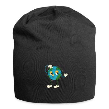Cartoon Globe Drôle de professeur de géographie - Bonnet en jersey - noir - Devant