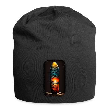 Surfing Sunset buntes Surfboard Surfbrett Surfer - Jersey-Beanie - Schwarz - Vorne