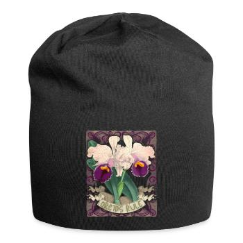 Vintage Orchideen Illustration, lustiger Spruch - Jersey-Beanie - Schwarz - Vorne