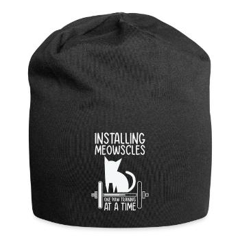 Katze Gewichtheben Haustierbesitzer Installieren - Jersey-Beanie - Schwarz - Vorne