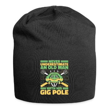 Never Underestimate An Old Man With Gig Pole - Jersey Beanie - black - Front