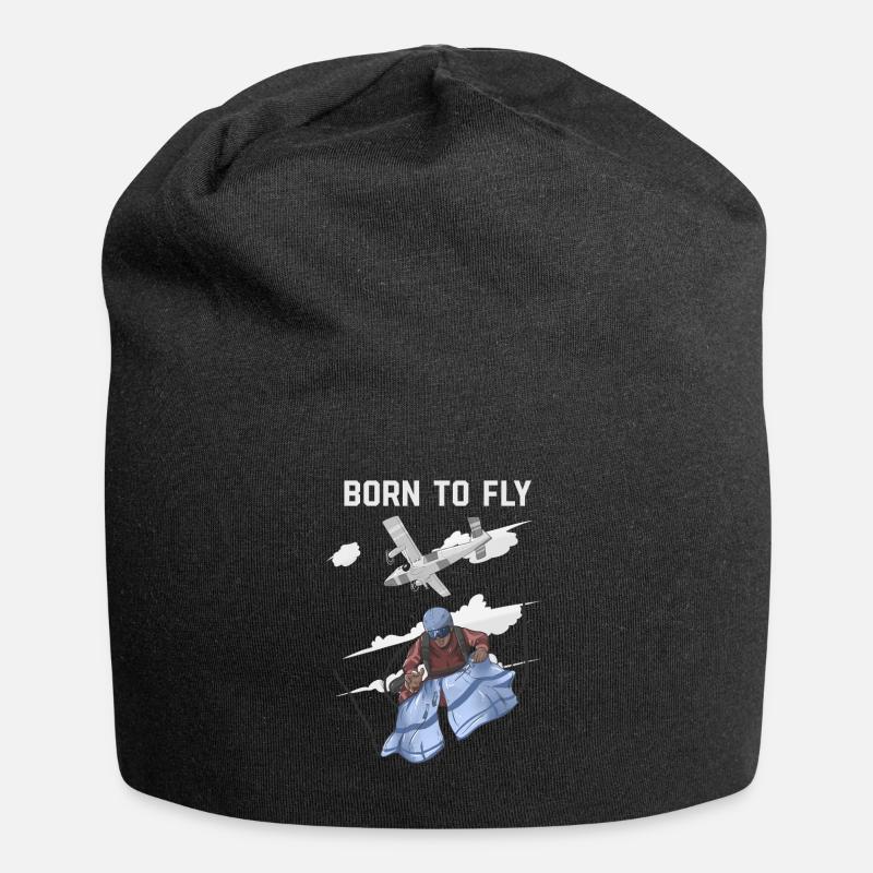 Born To Fly Funny Jumping - Jersey Beanie - black