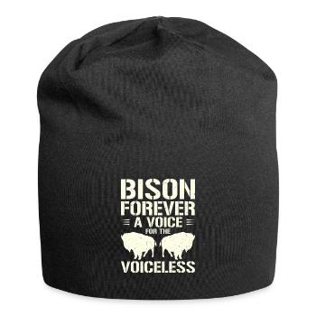 Weltnaturschutztag Retro-Bison Wildlife Tierschutz - Jersey-Beanie - Schwarz - Vorne