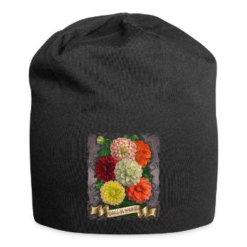 Vintage Dahlias Botanical Flowers Illustration - Jersey Beanie - black - Front