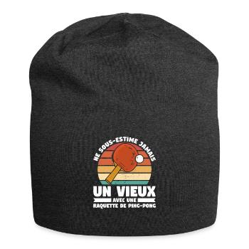 Un Vieux Avec Une Raquette De Ping-Pong Pongiste - Bonnet en jersey - charbon - Devant