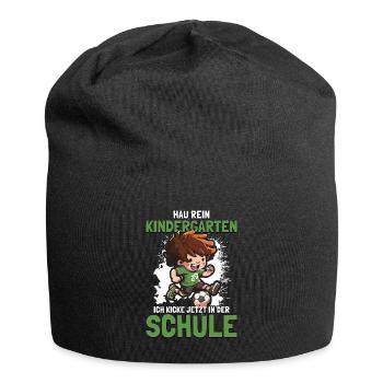 Bye Bye Kindergarten Fußball 1. Klasse Einschulung - Jersey-Beanie - Schwarz - Vorne