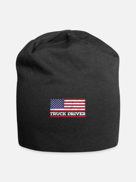 USA Flag Truck Driver America Carrier - Jersey Beanie - black