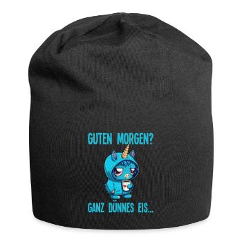 Guten Morgen Ganz dünnes Eis Lustiger Einhorn Kaff - Jersey-Beanie - Schwarz - Vorne