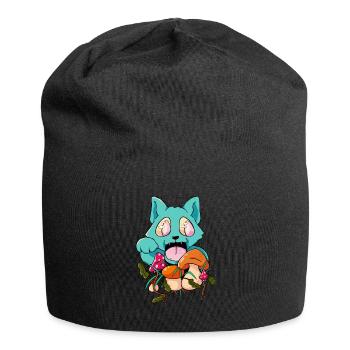 Trippy Pilz Katze Hippie Trip Psychedelisch - Jersey-Beanie - Schwarz - Vorne