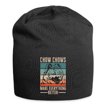 Chow Chow Hund - Jersey-Beanie - Schwarz - Vorne