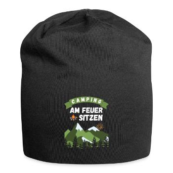 Camping am Feuer sitzen - Design - Jersey-Beanie - Schwarz - Vorne