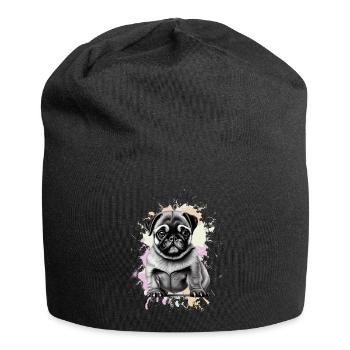 Mops Hund - Jersey-Beanie - Schwarz - Vorne