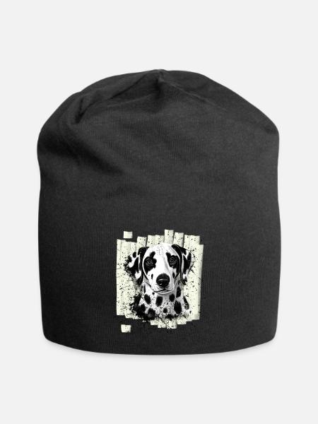 Dalmatiner Hund - Jersey-Beanie - Schwarz