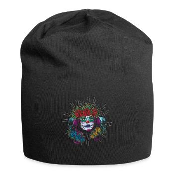 Muertos Tag der toten Zuckerblume La Catrina - Jersey-Beanie - Schwarz - Vorne