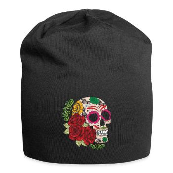 Halloween Rose Muertos Day Of Dead Sugar Bone - Jersey Beanie - black - Front