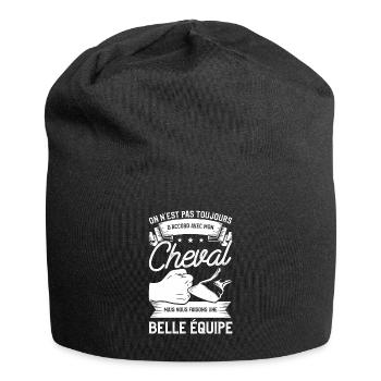 On N'est Pas Toujours D'accord Avec Mon Cheval - Bonnet en jersey - noir - Devant