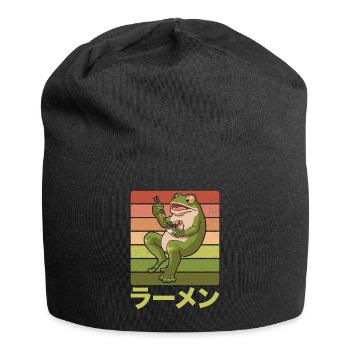 Une grenouille crapaud mange une soupe de ramen Design pour un - Bonnet en jersey - noir - Devant