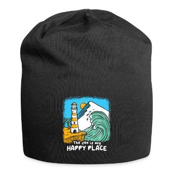 The Sea Is My Happy Place Lighthouse - Jersey Beanie - black - Front