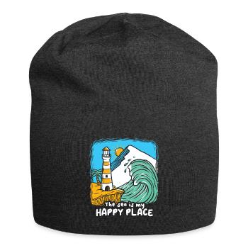 The Sea Is My Happy Place Leuchtturm - Jersey-Beanie - Anthrazit - Vorne