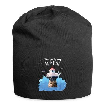 The Sea Is My Happy Place Leuchtturm - Jersey-Beanie - Schwarz - Vorne