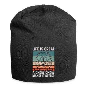 Chow Chow Hund - Jersey-Beanie - Schwarz - Vorne