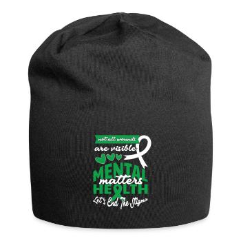 May Green Mental Health Awareness End Stigma - Jersey Beanie - black - Front