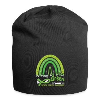 Ribbon In May Green For Mental Health Awareness - Jersey Beanie - black - Front